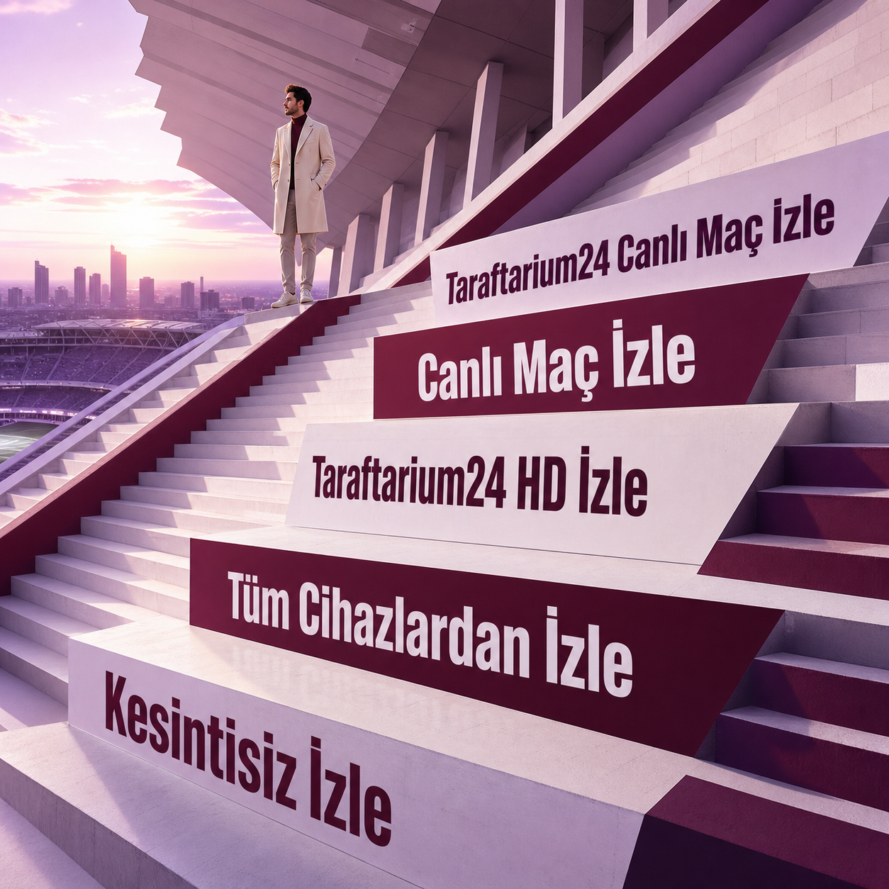 Taraftarium24 Canlı Maç İzle sloganlı tribün basamakları görseli
